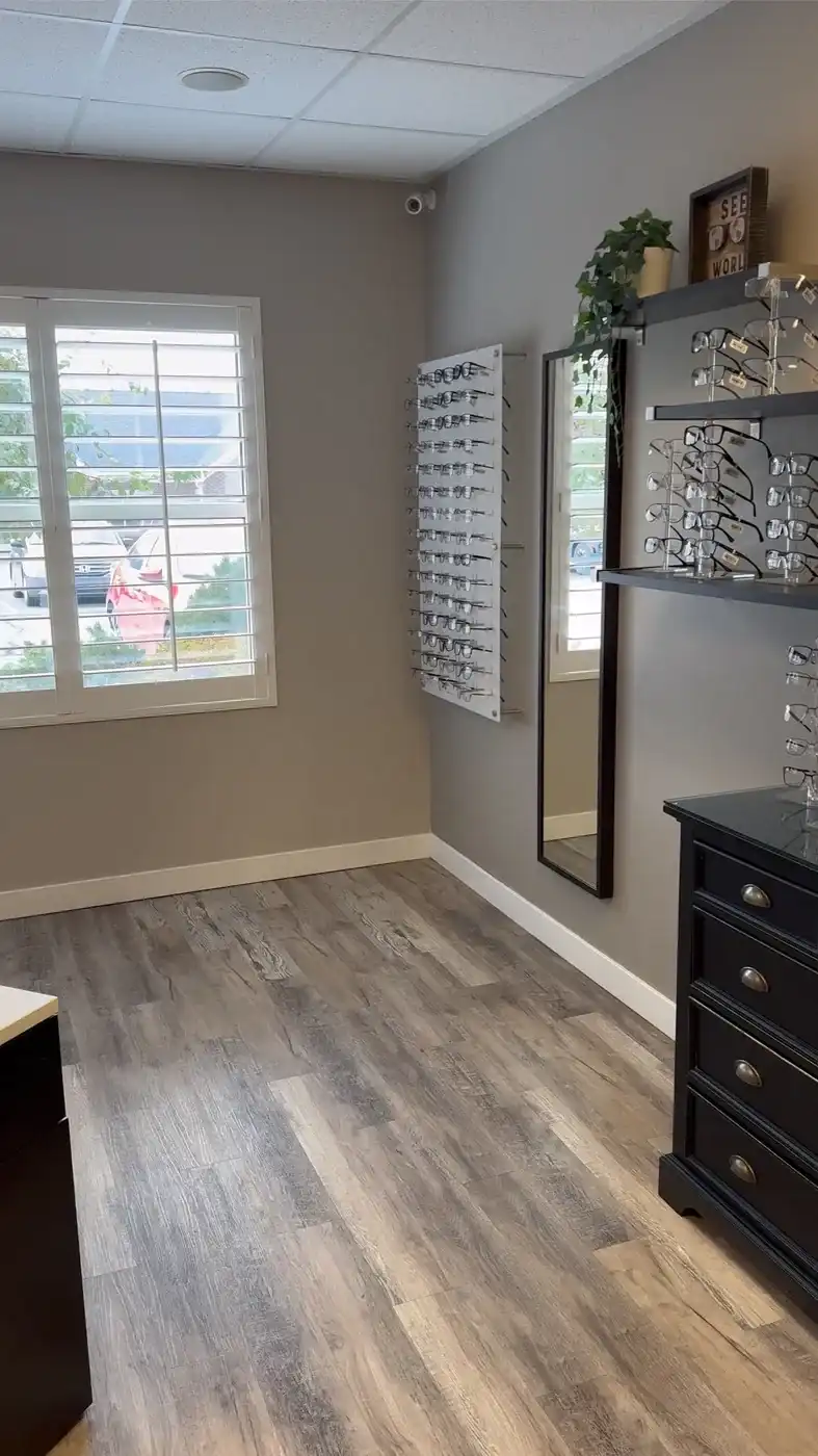 Eyeglass frame display at Weber Eye Care in South Ogden, Utah